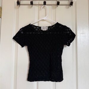 Women's Elegant Black Lace Short Sleeve Top